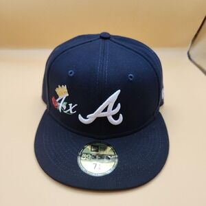 Atlanta Braves Hat Cap Fitted Mens 7 1/4 Navy MLB Baseball World Series‎ New Era